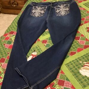 Embellished Blue Jeans 18 W Curvy